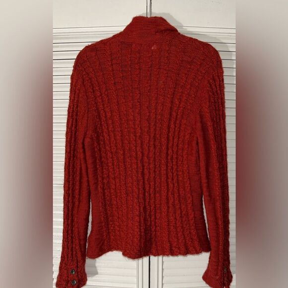 Anthropologie Sparrow Dankov Rust Wool Linen Blend Cable Knit Cardigan Size L‎ - Picture 2 of 9